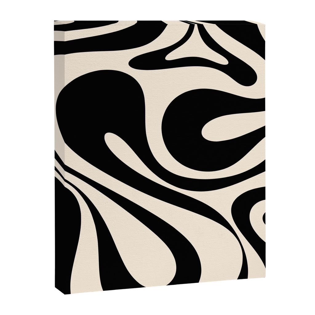 Mod Swirl Retro Abstract Pattern in Black and Almond Cream Canvas Print Gallery Image 8