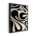 Mod Swirl Retro Abstract Pattern in Black and Almond Cream Framed Canvas Print Gallery Image 2