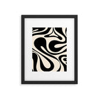 Mod Swirl Retro Abstract Pattern in Black and Almond Cream Framed Art Print Gallery Image 6