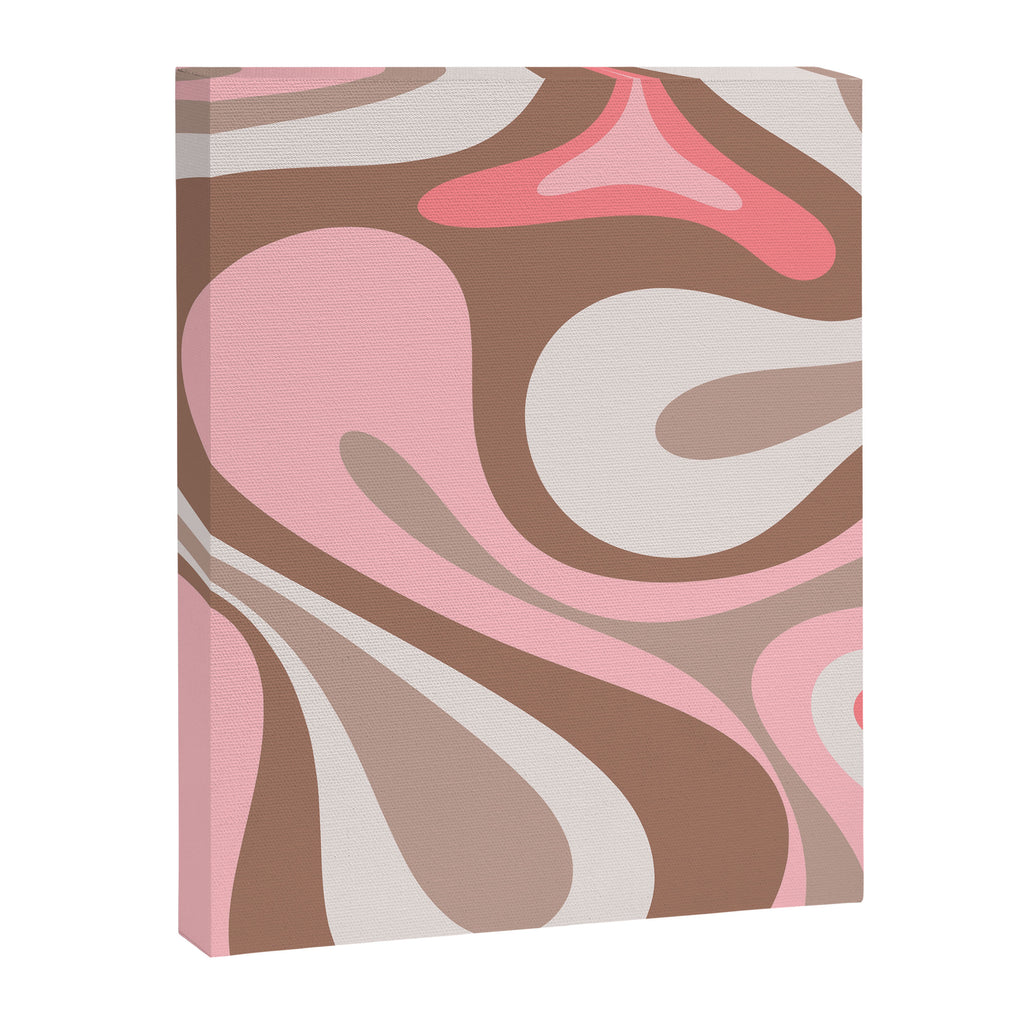 Mod Swirl Retro Abstract Pattern in Mocha Brown and Pink Canvas Print Gallery Image 8