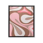 Mod Swirl Retro Abstract Pattern in Mocha Brown and Pink Framed Canvas Print Gallery Image 8