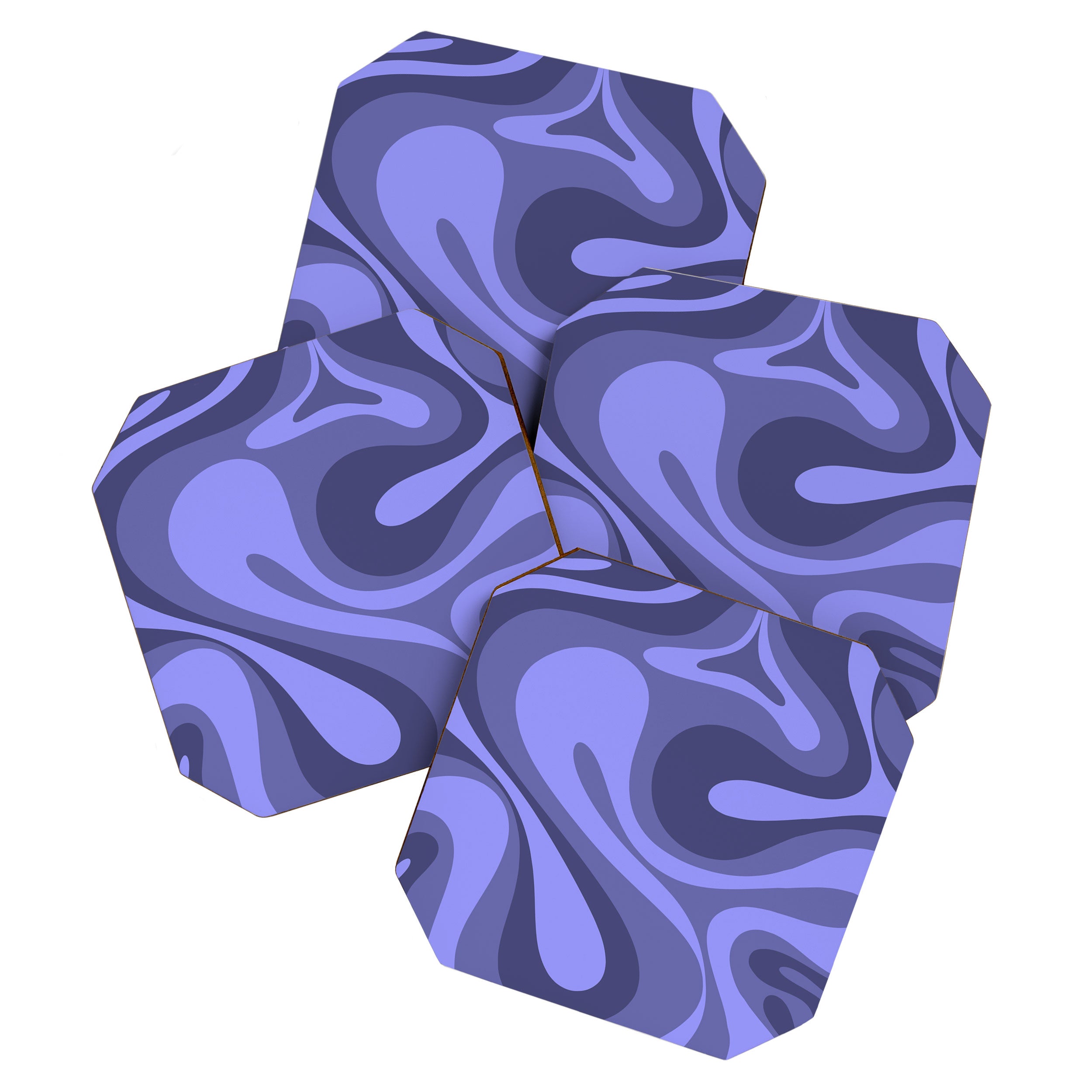 Mod Swirl Retro Abstract Pattern in Periwinkle Purple Tones Coaster Gallery Image 1