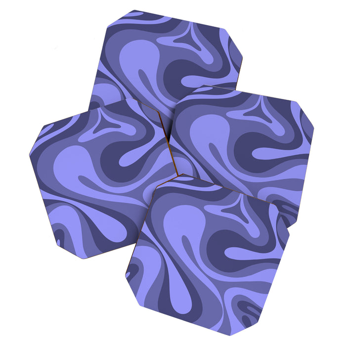 Mod Swirl Retro Abstract Pattern in Periwinkle Purple Tones Coaster Gallery Image 1
