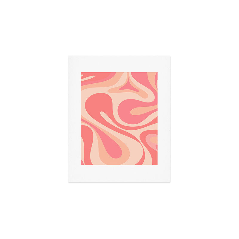 Mod Swirl Retro Abstract Pattern in Pink and Blush Art Print Gallery Image 1