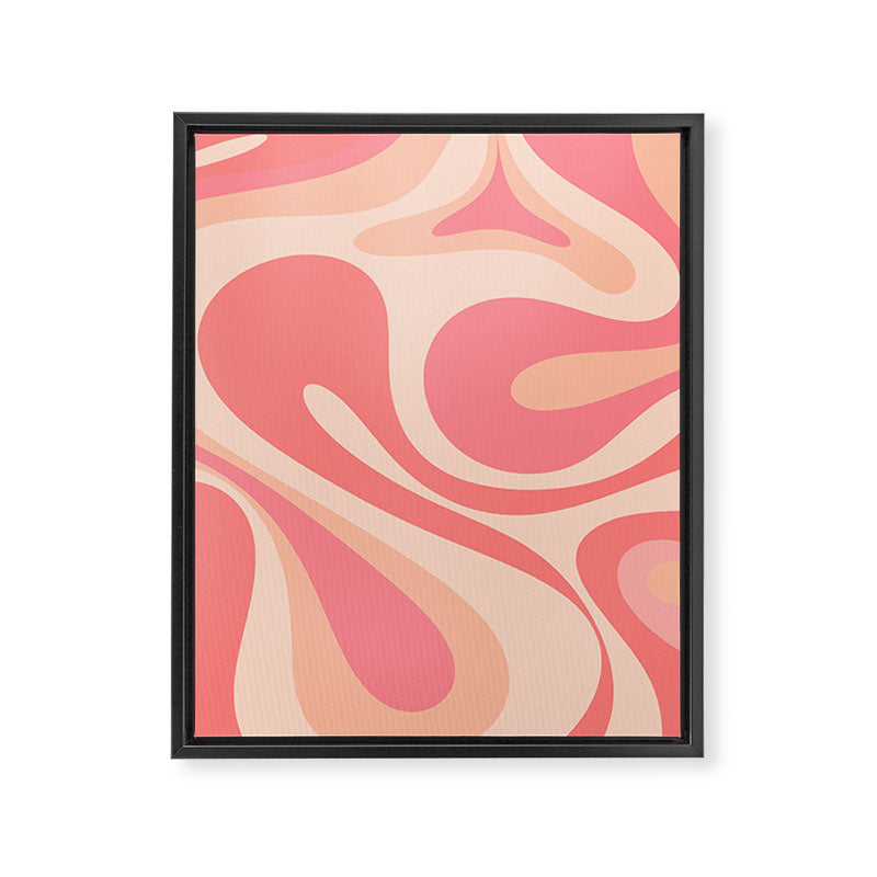 Mod Swirl Retro Abstract Pattern in Pink and Blush Framed Canvas Print Gallery Image 8