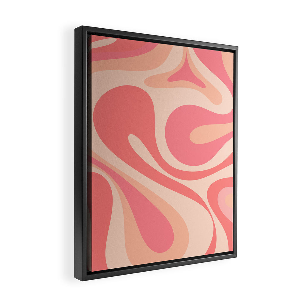 Mod Swirl Retro Abstract Pattern in Pink and Blush Framed Canvas Print Gallery Image 2