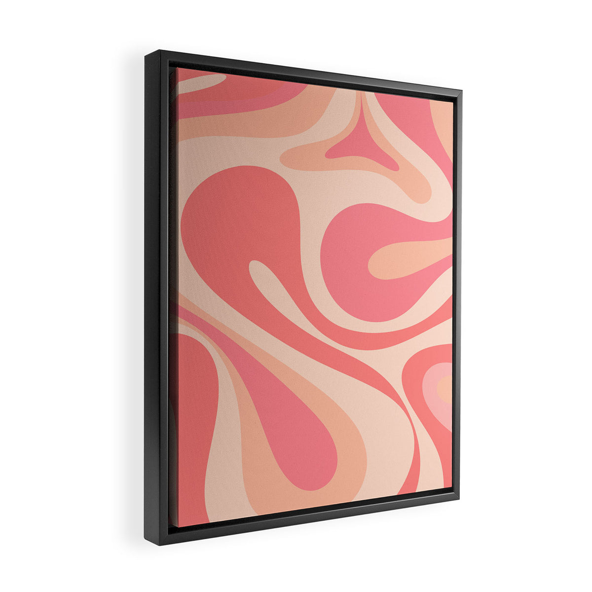 Mod Swirl Retro Abstract Pattern in Pink and Blush Framed Canvas Print Gallery Image 2