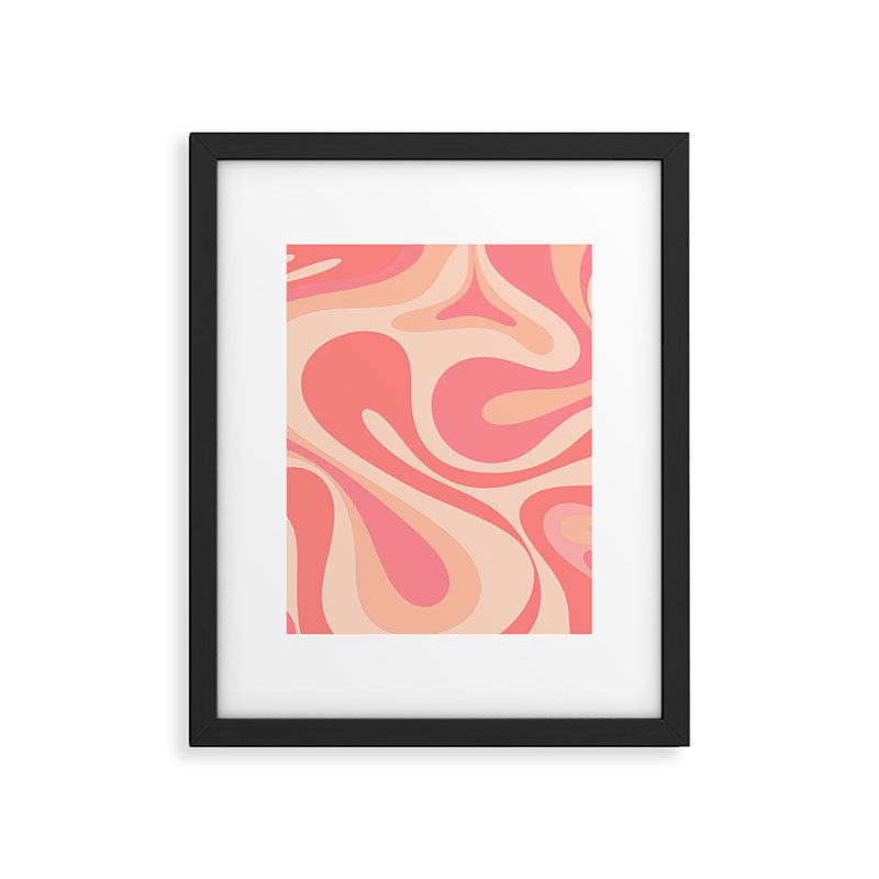 Mod Swirl Retro Abstract Pattern in Pink and Blush Framed Art Print Gallery Image 6