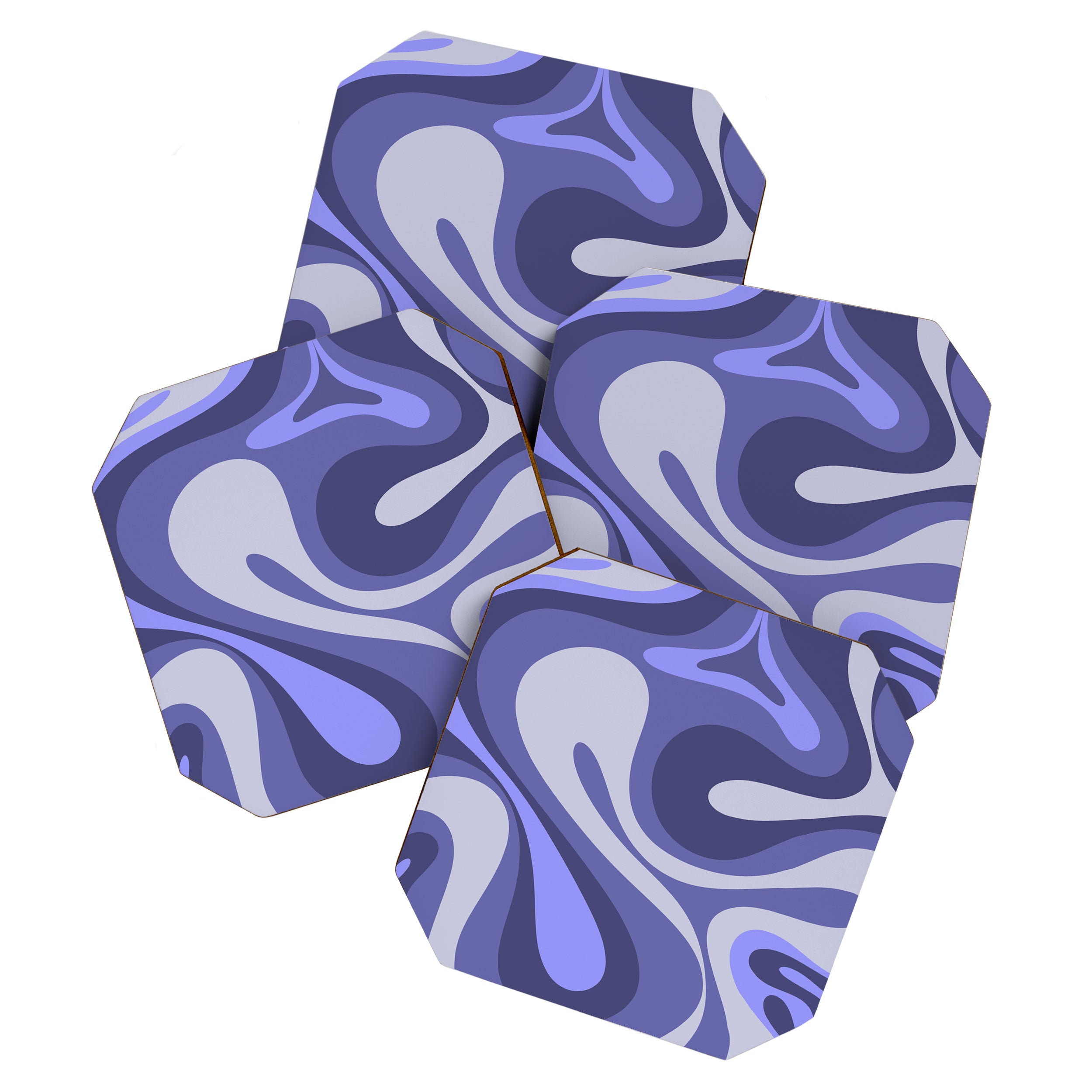 Mod Swirl Retro Abstract Pattern in Purple Periwinkle and Lavender Tones Coaster Gallery Image 1