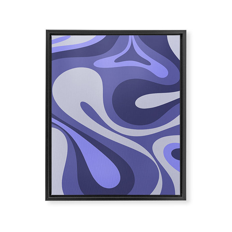 Mod Swirl Retro Abstract Pattern in Purple Periwinkle and Lavender Tones Framed Canvas Print Gallery Image 8