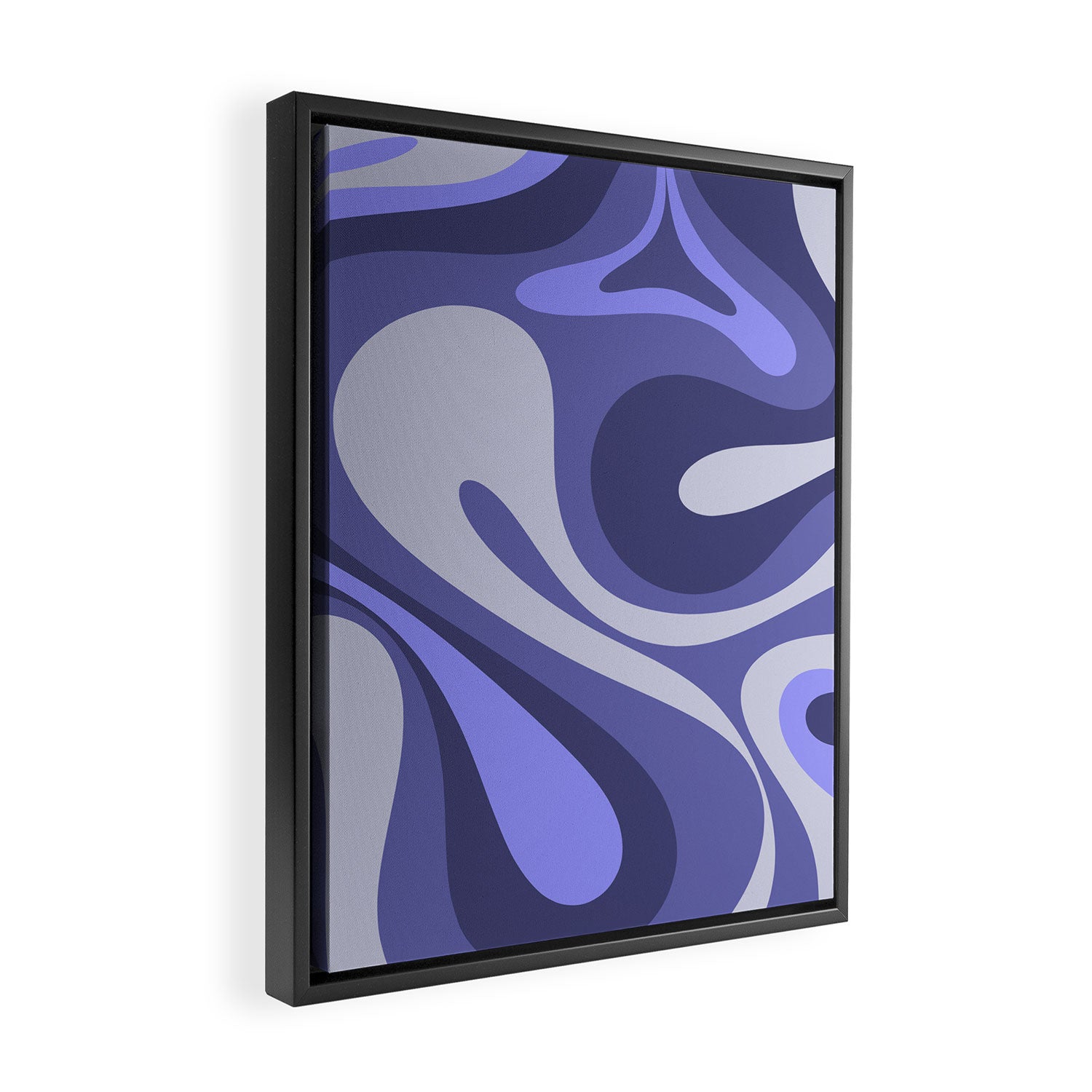 Mod Swirl Retro Abstract Pattern in Purple Periwinkle and Lavender Tones Framed Canvas Print Gallery Image 2