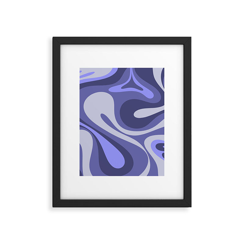 Mod Swirl Retro Abstract Pattern in Purple Periwinkle and Lavender Tones Framed Art Print Gallery Image 6