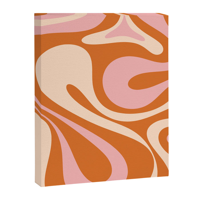 Mod Swirl Retro Abstract Pattern Orange Pink Cream Canvas Print Gallery Image 1
