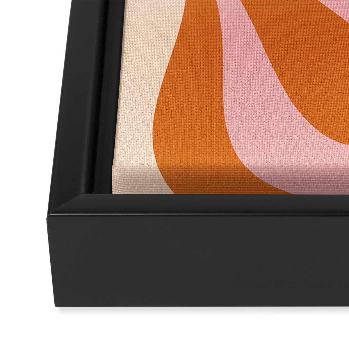 Mod Swirl Retro Abstract Pattern Orange Pink Cream Framed Canvas Print Gallery Image 3
