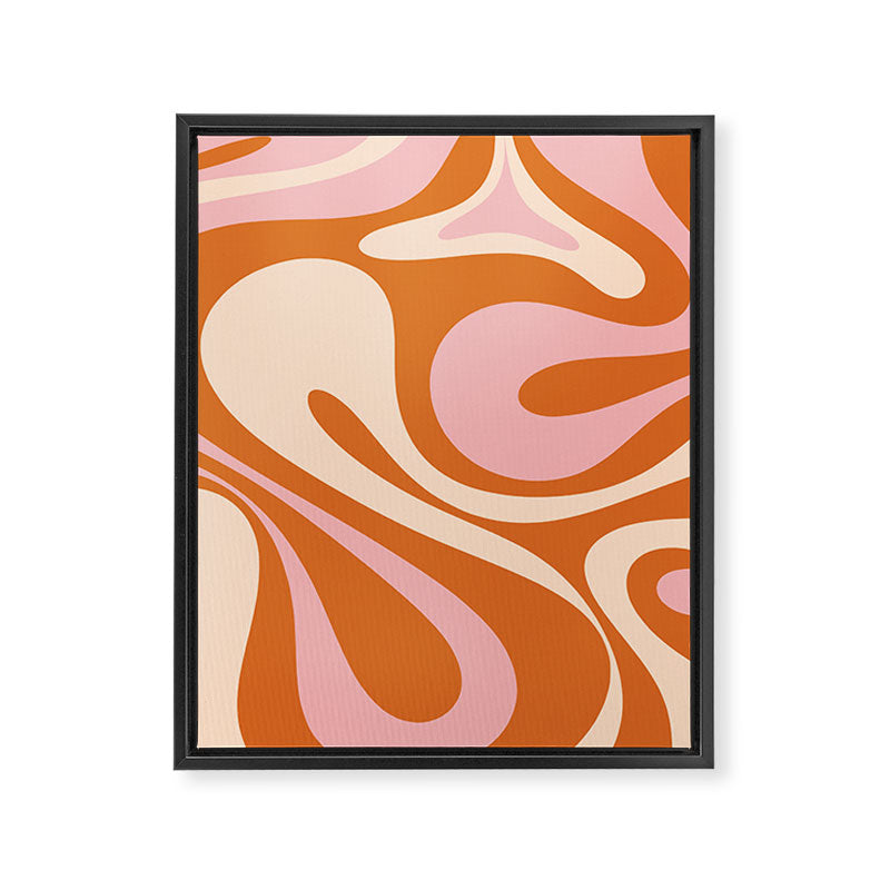 Mod Swirl Retro Abstract Pattern Orange Pink Cream Framed Canvas Print Gallery Image 8