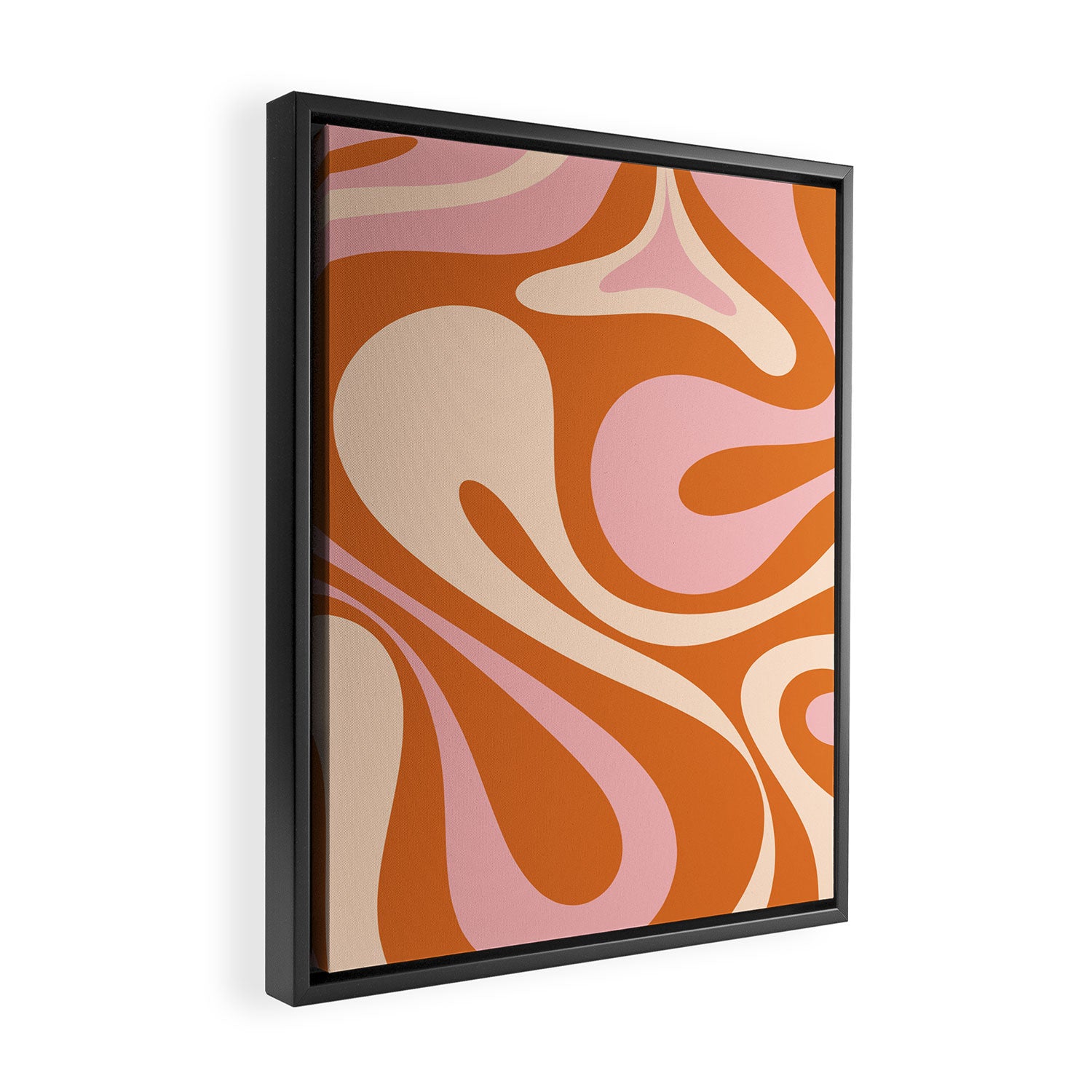 Mod Swirl Retro Abstract Pattern Orange Pink Cream Framed Canvas Print Gallery Image 2