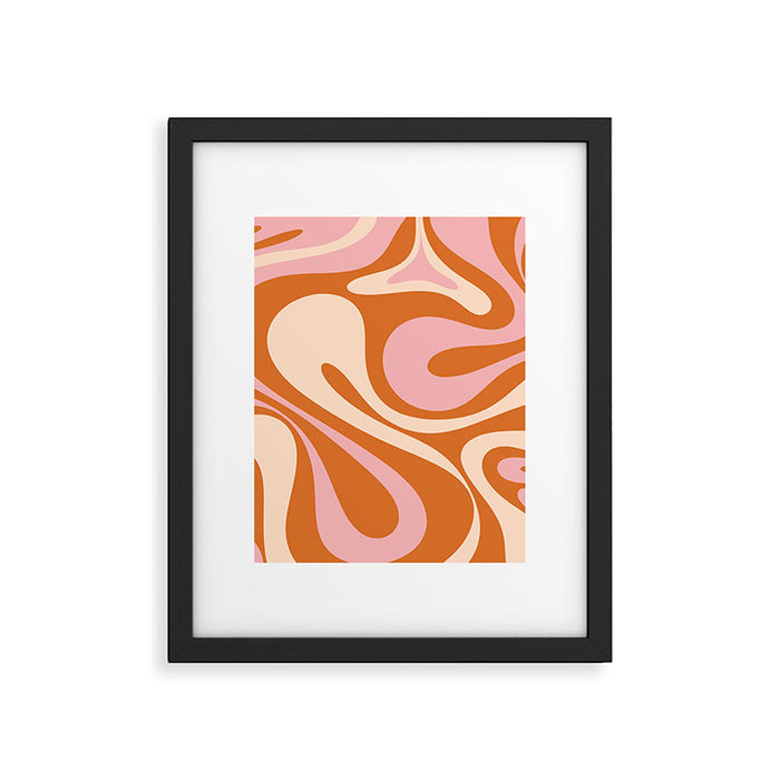Mod Swirl Retro Abstract Pattern Orange Pink Cream Framed Art Print Gallery Image 1