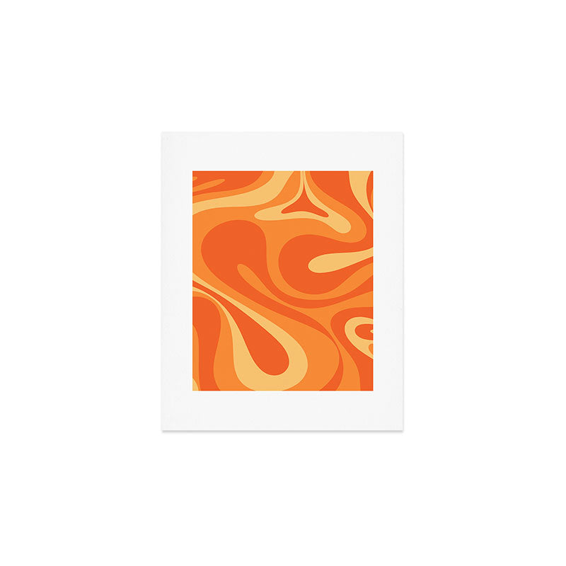 Mod Swirl Retro Abstract Pattern Orange Tangerine Yellow Art Print Gallery Image 1