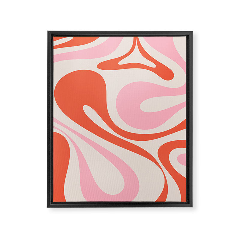 Mod Swirl Retro Abstract Pattern Pink and Orange Framed Canvas Print Gallery Image 8