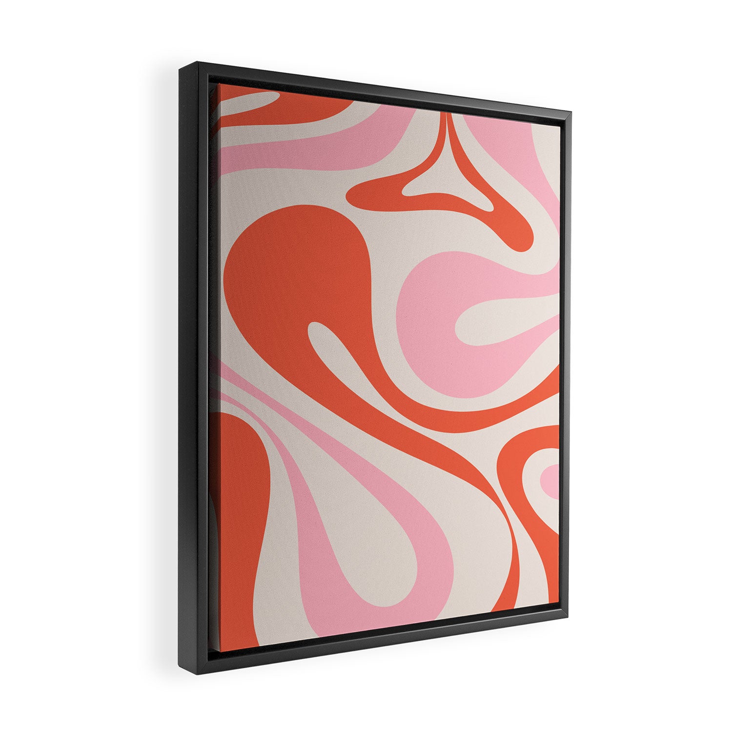 Mod Swirl Retro Abstract Pattern Pink and Orange Framed Canvas Print Gallery Image 2