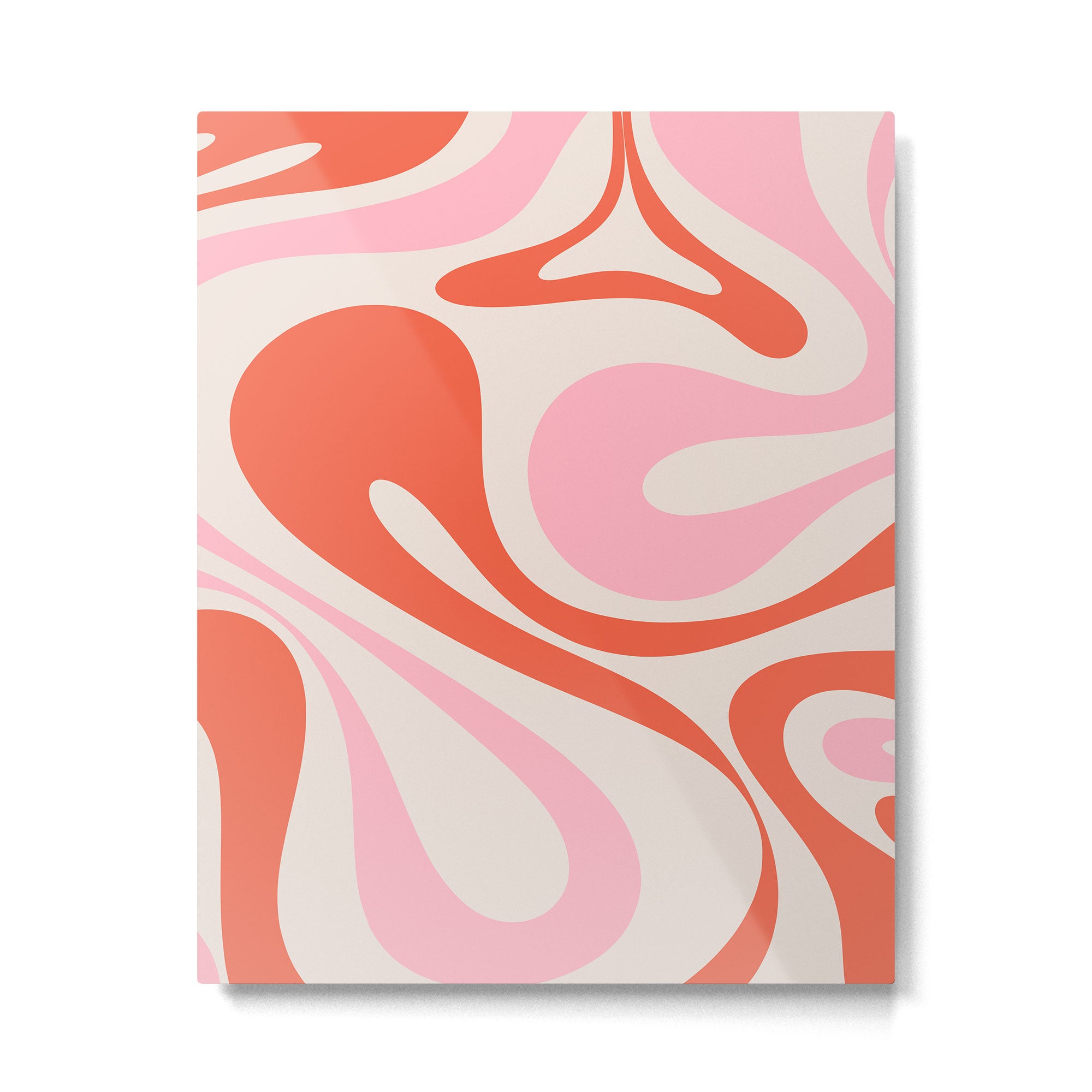 Mod Swirl Retro Abstract Pattern Pink and Orange Metal Print Gallery Image 6