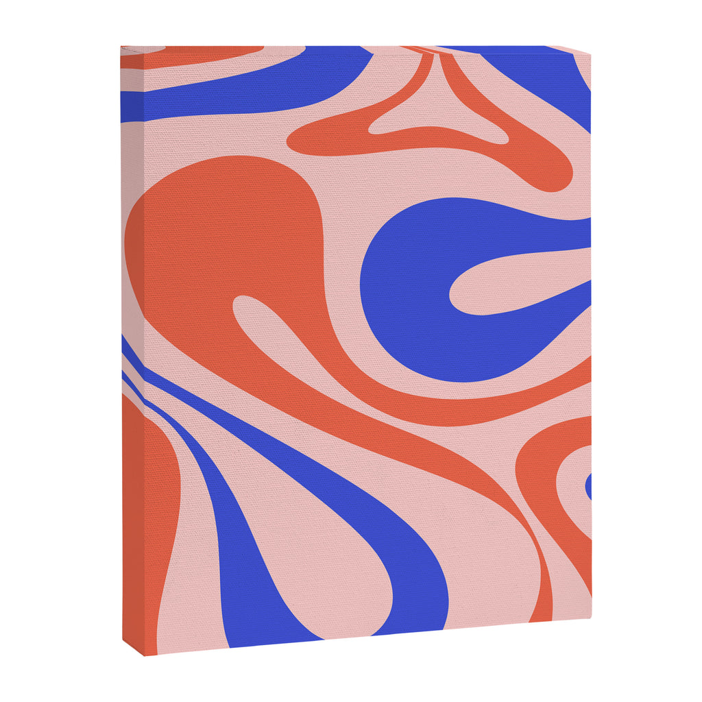 Mod Swirl Retro Abstract Pattern Pink Orange Bright Blue Canvas Print Gallery Image 8