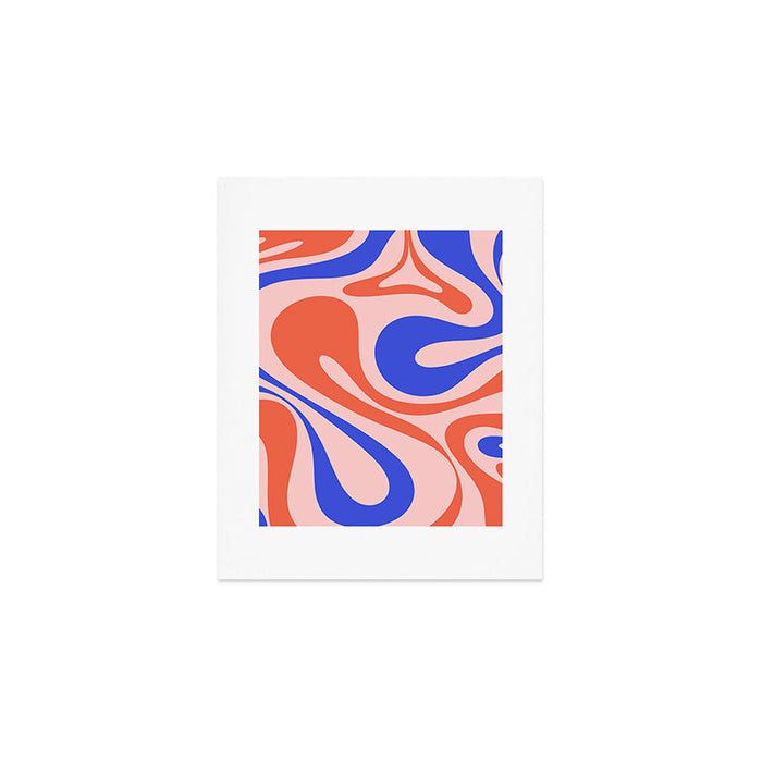 Mod Swirl Retro Abstract Pattern Pink Orange Bright Blue Art Print Gallery Image 1