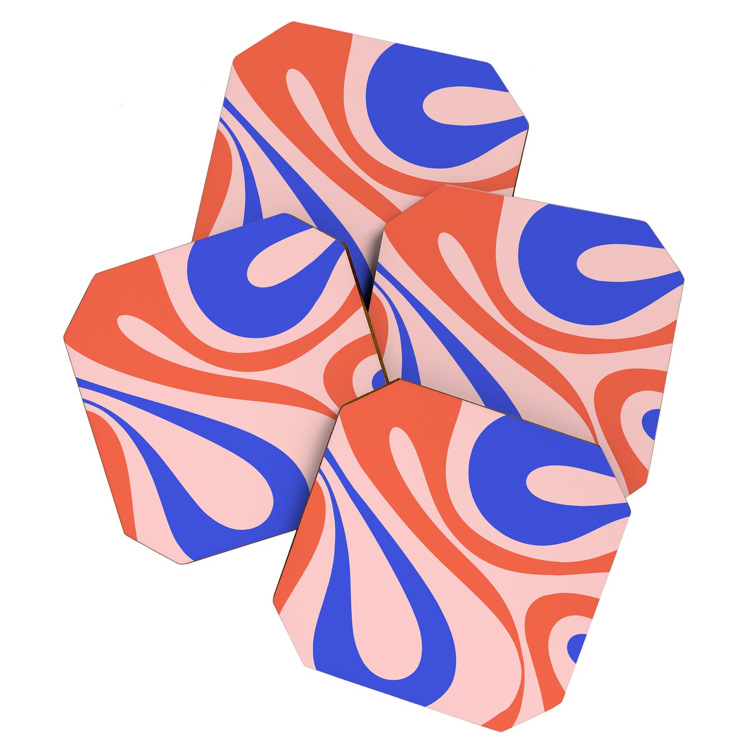 Mod Swirl Retro Abstract Pattern Pink Orange Bright Blue Coaster Gallery Image 1