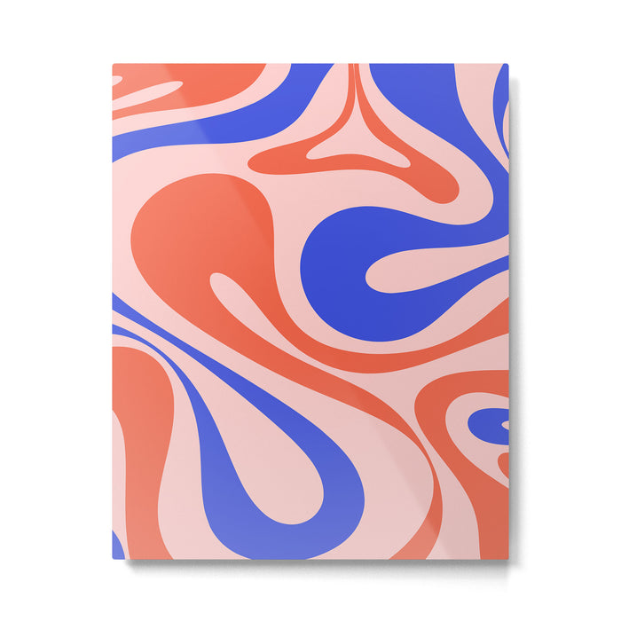 Mod Swirl Retro Abstract Pattern Pink Orange Bright Blue Metal Print Gallery Image 1