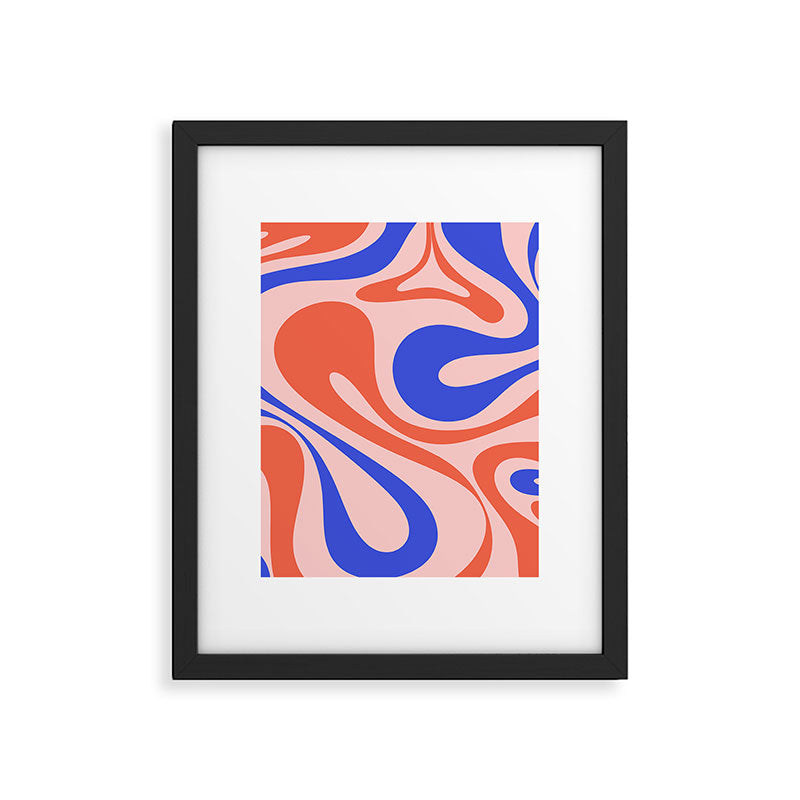 Mod Swirl Retro Abstract Pattern Pink Orange Bright Blue Framed Art Print Gallery Image 6