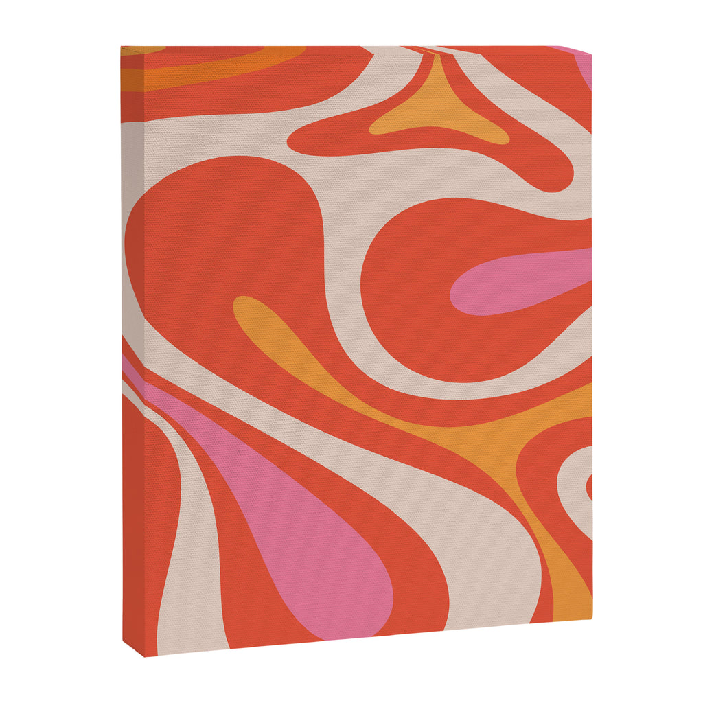 Mod Swirl Retro Modern Abstract Pattern Bright Pink Orange Beige Canvas Print Gallery Image 8