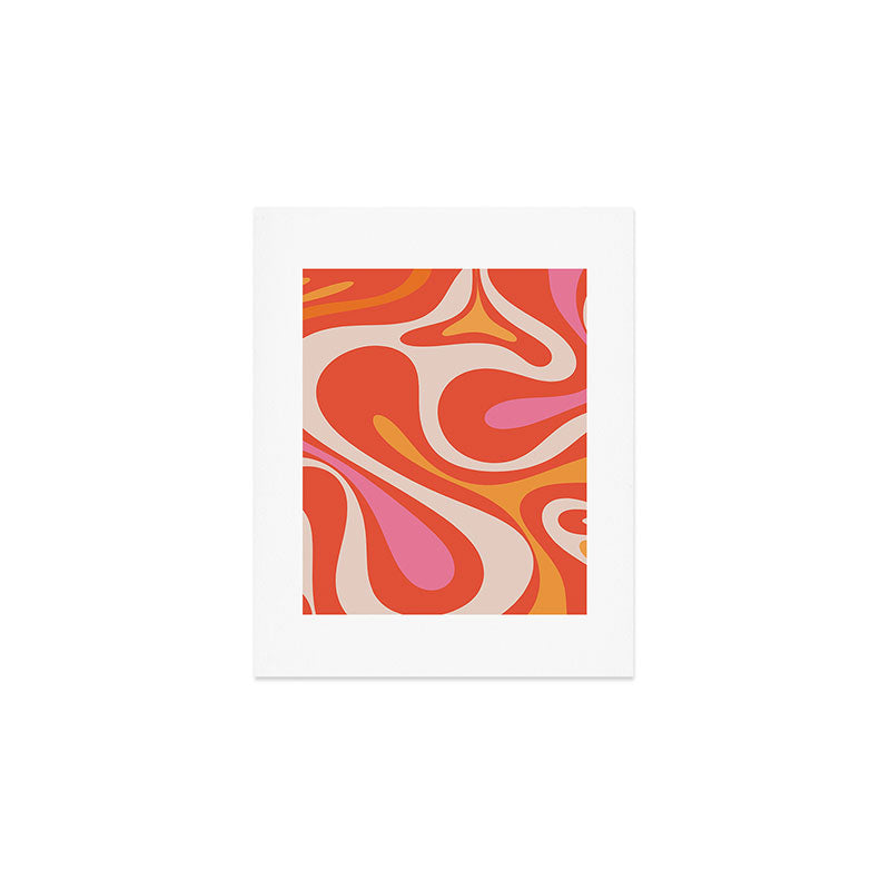 Mod Swirl Retro Modern Abstract Pattern Bright Pink Orange Beige Art Print Gallery Image 1