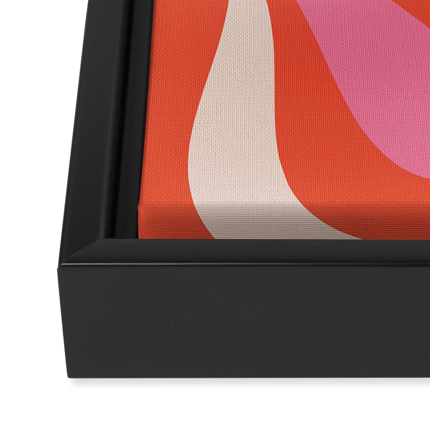 Mod Swirl Retro Modern Abstract Pattern Bright Pink Orange Beige Framed Canvas Print Gallery Image 3