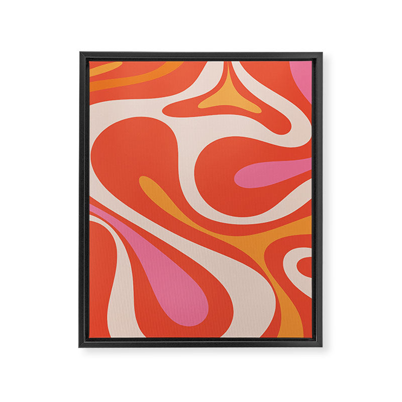 Mod Swirl Retro Modern Abstract Pattern Bright Pink Orange Beige Framed Canvas Print Gallery Image 8