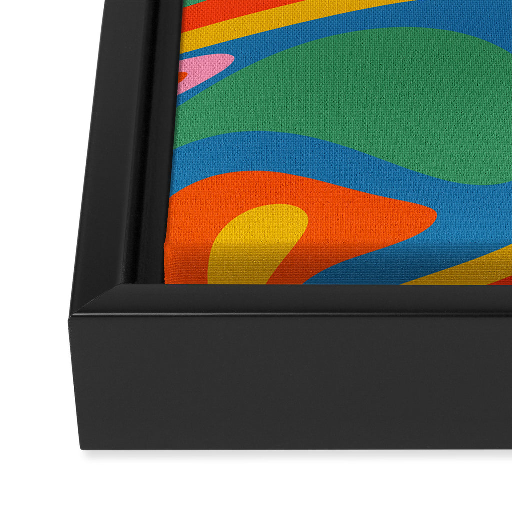 Mod Thang Colorful Retro Modern Abstract Pattern in Rainbow Pop Colors Framed Canvas Print Gallery Image 3