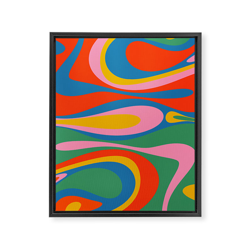 Mod Thang Colorful Retro Modern Abstract Pattern in Rainbow Pop Colors Framed Canvas Print Gallery Image 8