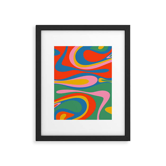 Mod Thang Colorful Retro Modern Abstract Pattern in Rainbow Pop Colors Framed Art Print Gallery Image 1