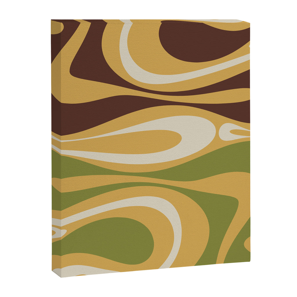 Mod Thang Retro Modern Abstract Pattern in 70s Avocado Green Brown Mustard Canvas Print Gallery Image 8