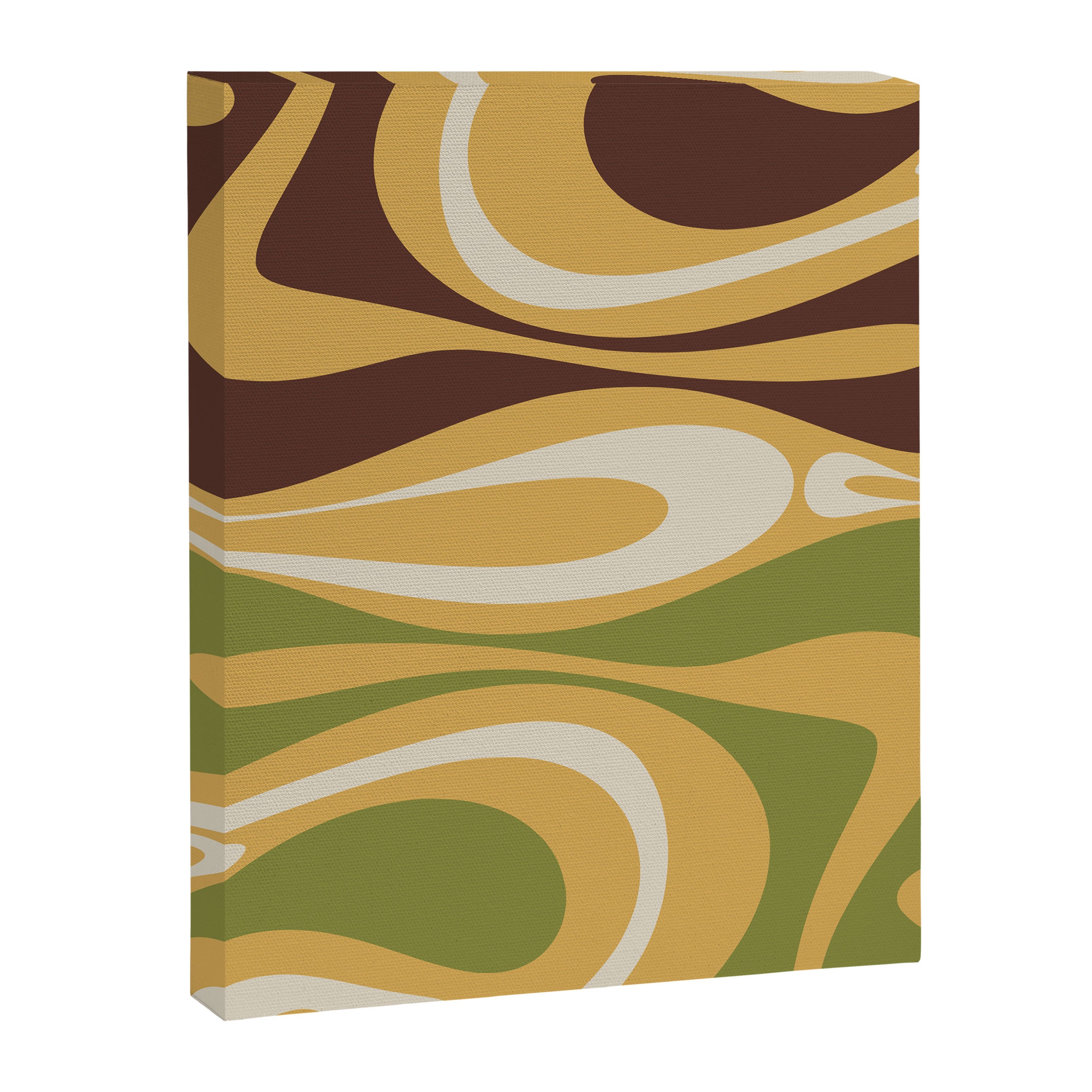 Mod Thang Retro Modern Abstract Pattern in 70s Avocado Green Brown Mustard Canvas Print Gallery Image 8