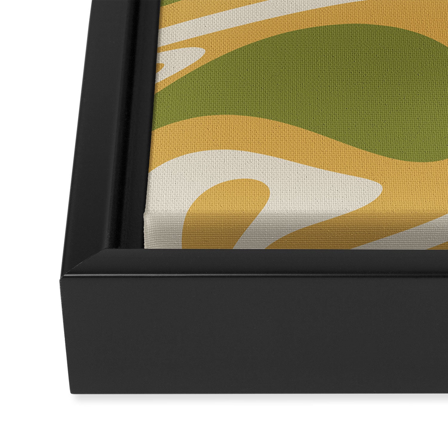 Mod Thang Retro Modern Abstract Pattern in 70s Avocado Green Brown Mustard Framed Canvas Print Gallery Image 3