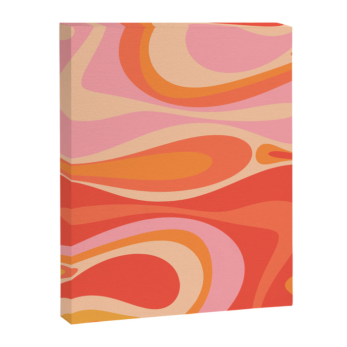 Mod Thang Trippy Retro Modern Abstract Pattern Orange Pink Apricot  Canvas Print Gallery Image 1