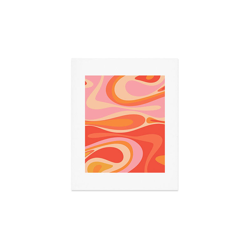 Mod Thang Trippy Retro Modern Abstract Pattern Orange Pink Apricot  Art Print Gallery Image 1
