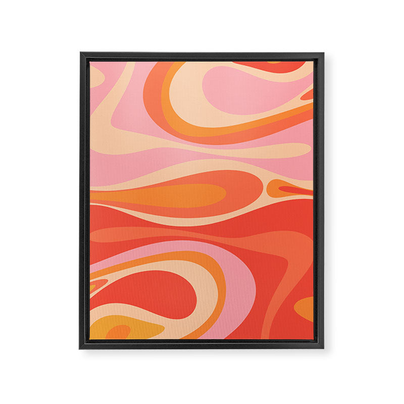 Mod Thang Trippy Retro Modern Abstract Pattern Orange Pink Apricot  Framed Canvas Print Gallery Image 8