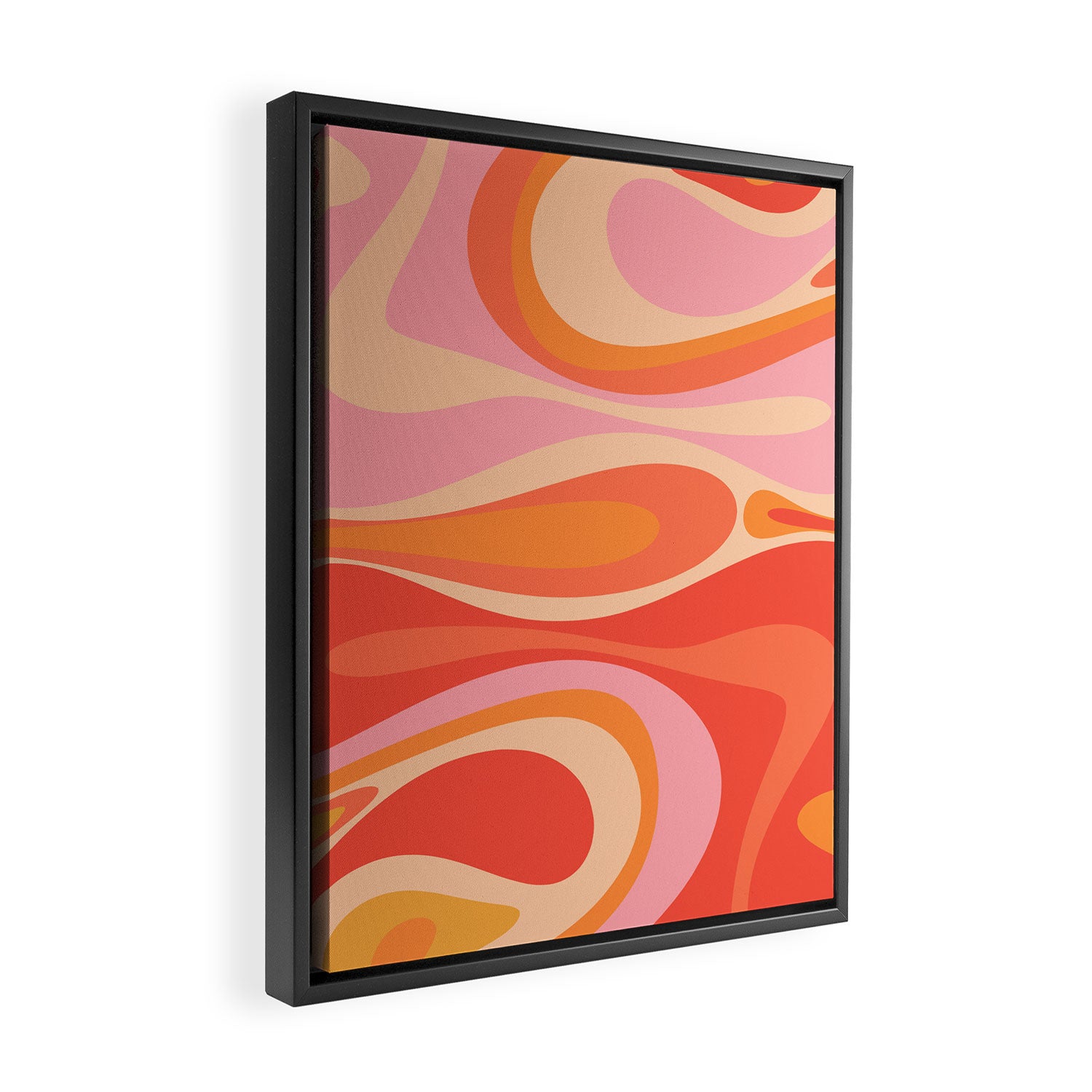 Mod Thang Trippy Retro Modern Abstract Pattern Orange Pink Apricot  Framed Canvas Print Gallery Image 2
