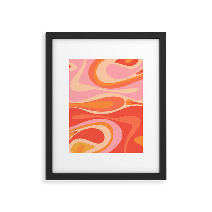 Mod Thang Trippy Retro Modern Abstract Pattern Orange Pink Apricot  Framed Art Print Gallery Image 1