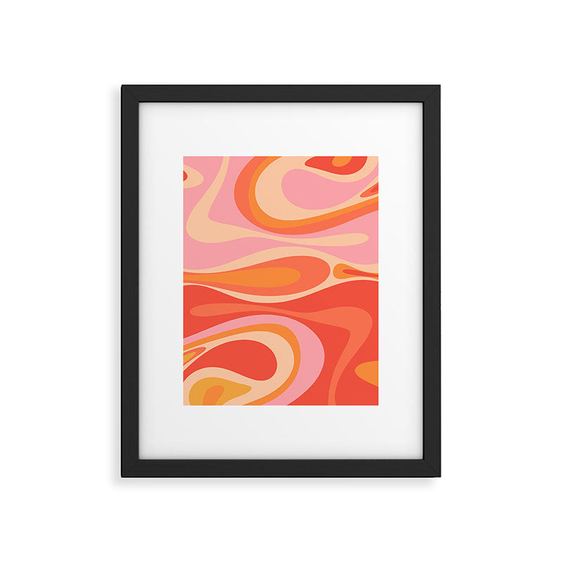 Mod Thang Trippy Retro Modern Abstract Pattern Orange Pink Apricot  Framed Art Print Gallery Image 6