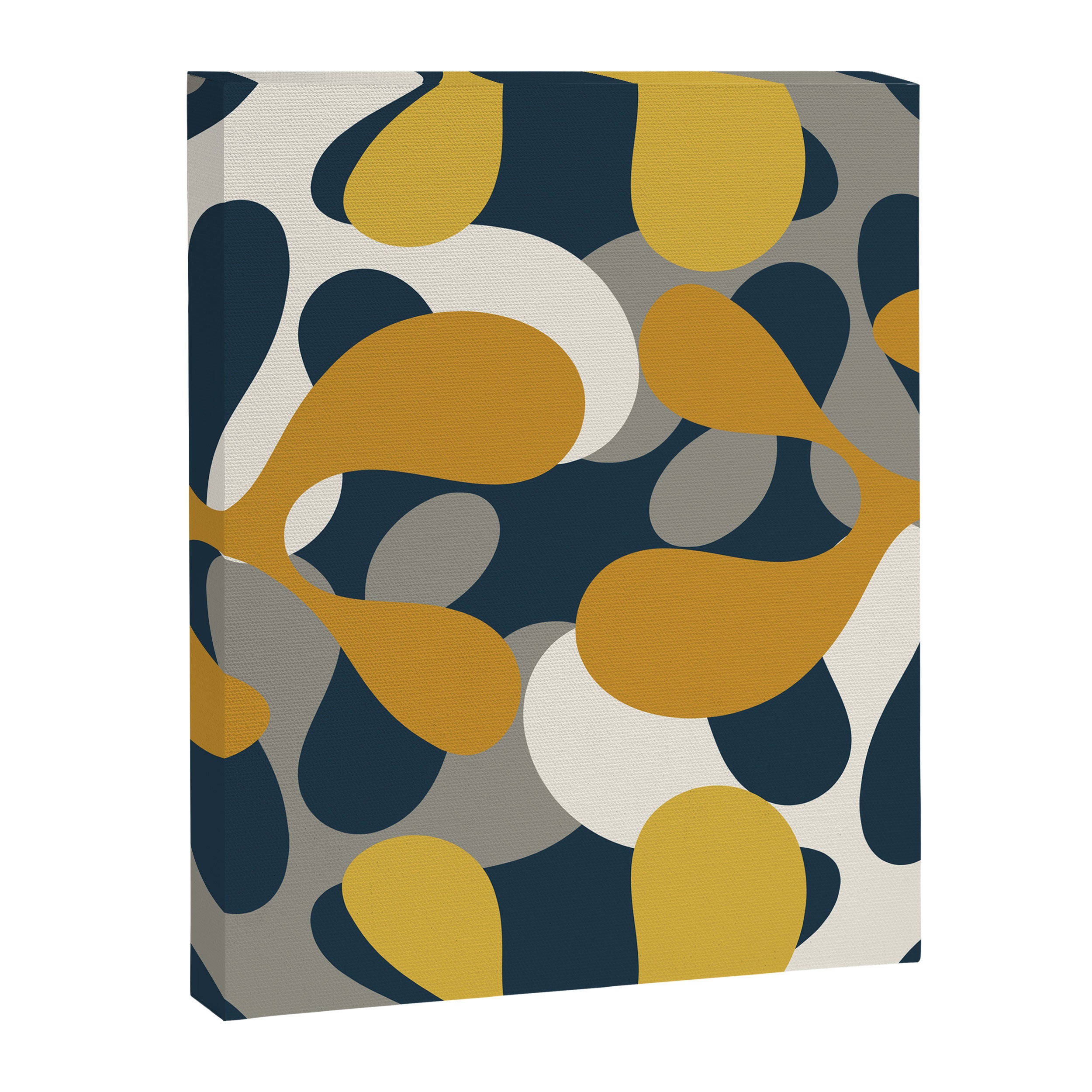 Modern Abstract Codium Pattern Mustard Navy Blue Gray Canvas Print Gallery Image 6