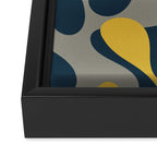 Modern Abstract Codium Pattern Mustard Navy Blue Gray Framed Canvas Print Gallery Image 3