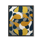 Modern Abstract Codium Pattern Mustard Navy Blue Gray Framed Canvas Print Gallery Image 6