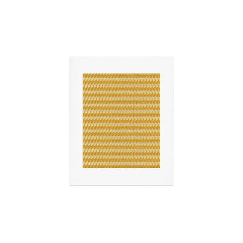 Modern Ink Weave Ikat Mudcloth Pattern in Marigold Mustard Ochre Art Print Gallery Image 1